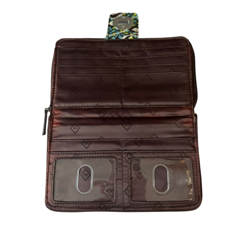 Vera Bradley Rain Forest RFID Turn Lock Wallet Quilted Zip Around - Picture 3 of 5
